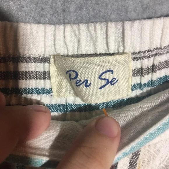 Womens Per Se Shorts Colorful Striped Linen Lagenlook Summer Boho Beachy Pastel - Picture 6 of 7